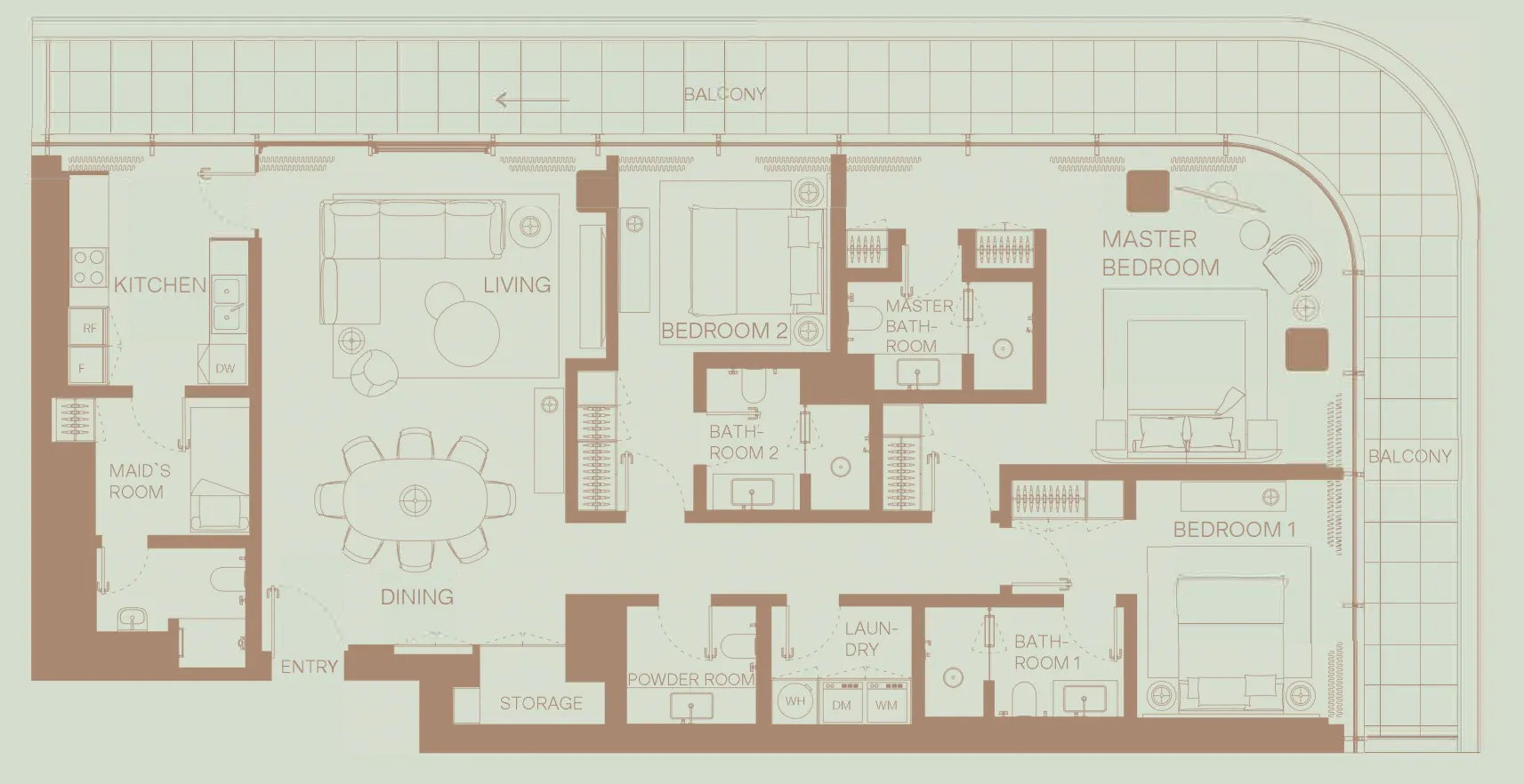 Eden House The Park 3 bed floor plan, 2,344 sqft