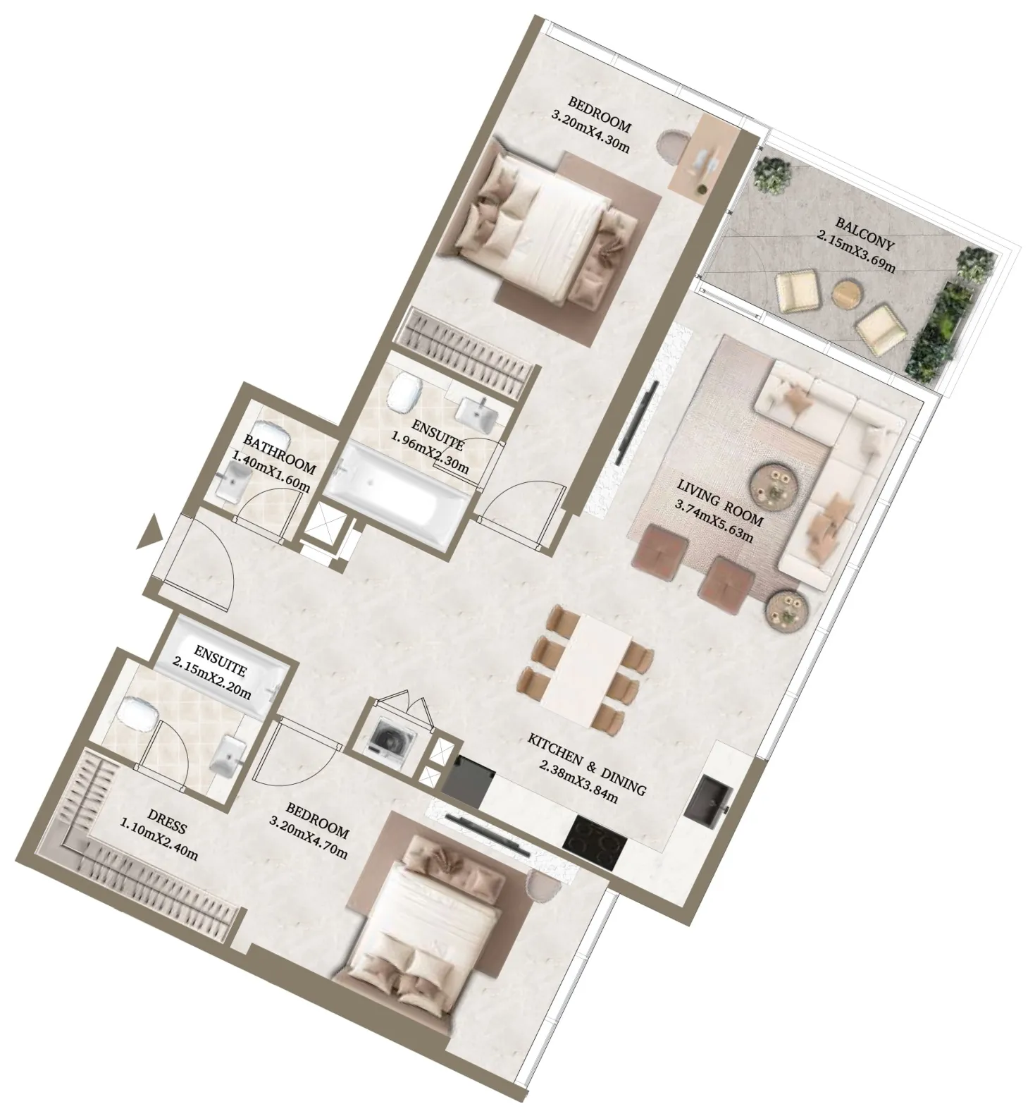 Arthouse Hills 2 bed floor plan, 1,176 sqft