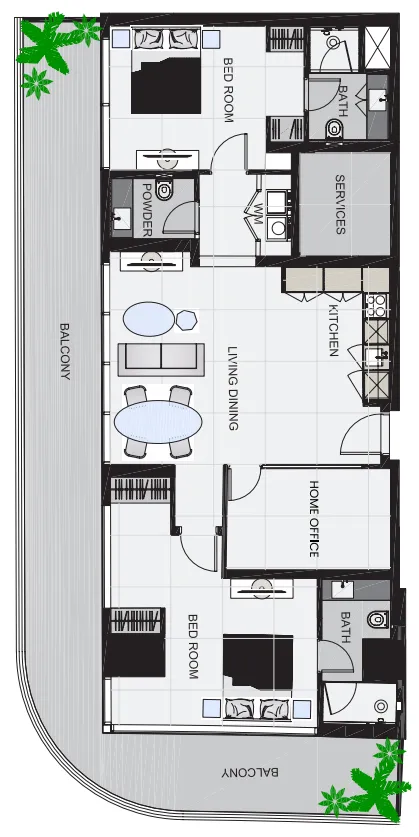 The Community Sports Arena 2 bed floor plan, 1,663 sqft