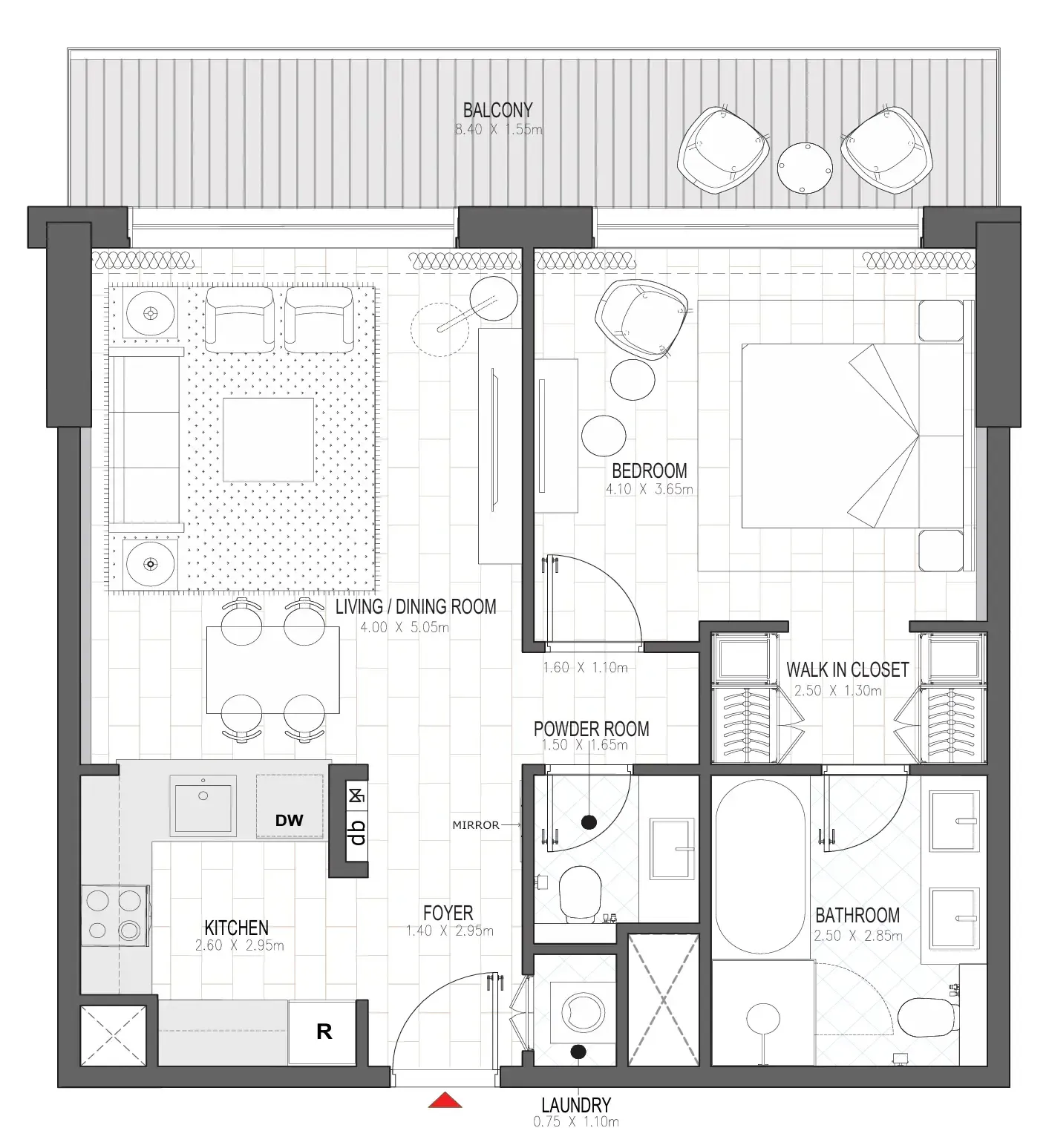 Palace Residences Al Mamsha 1 bed floor plan, 894 sqft