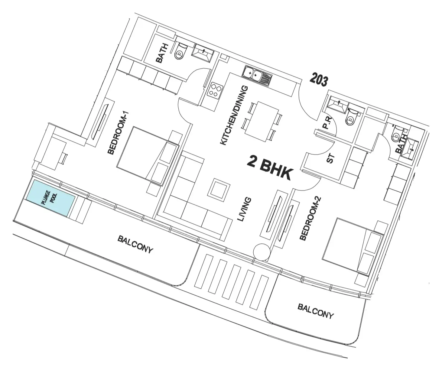 Villa Del Garda 2 bed floor plan, 1,289 sqft