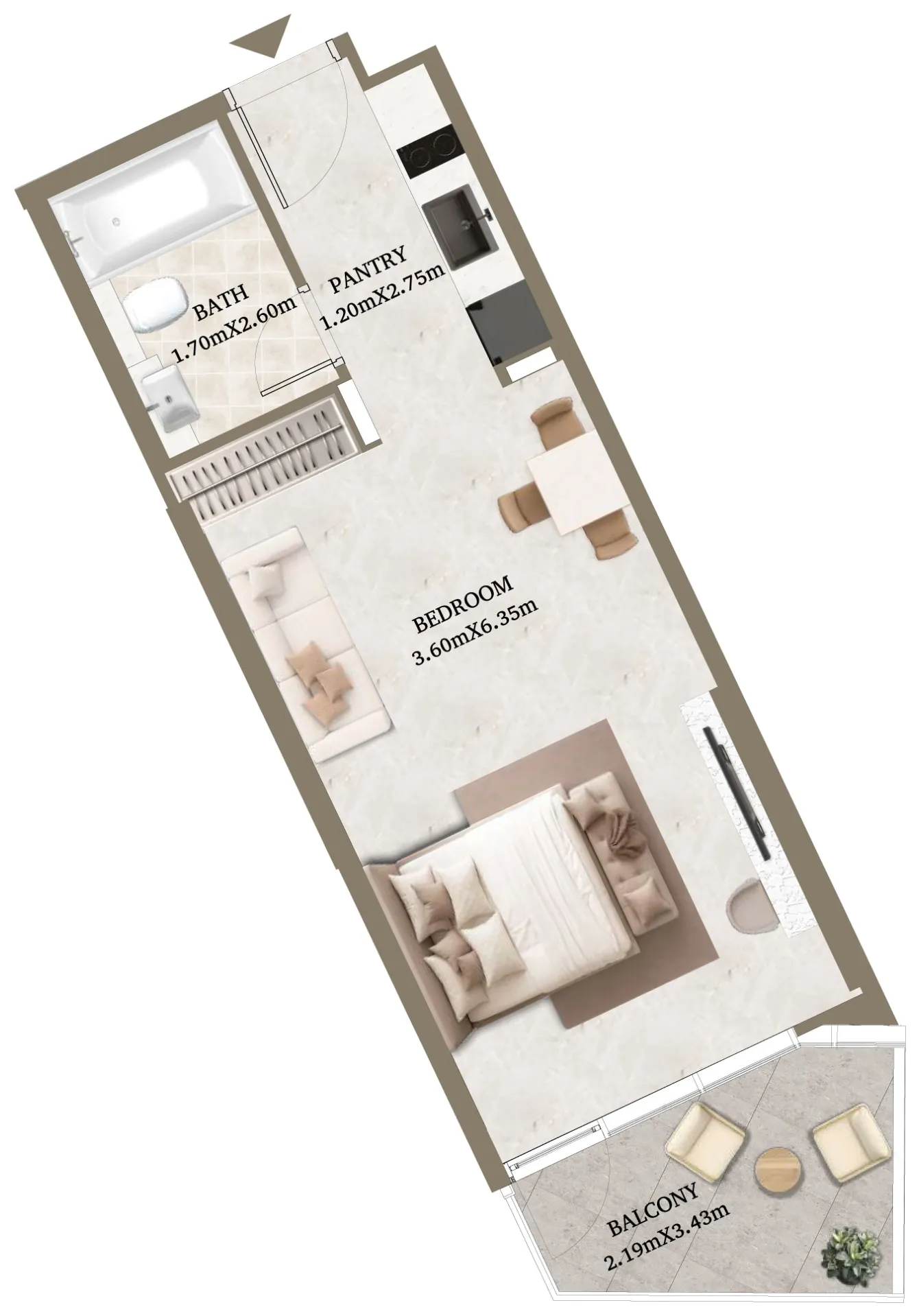 Arthouse Hills Studio floor plan, 470 sqft