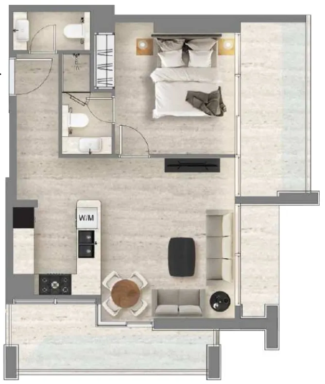 Santorini Residences by Loutraki 1 bed floor plan, 795 sqft