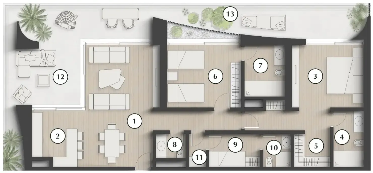 Lunaya Terraces 2 bed floor plan, 1,946 sqft