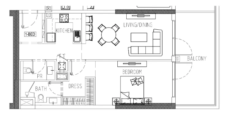 Damac Riverside Views 1 bed floor plan, 946 sqft