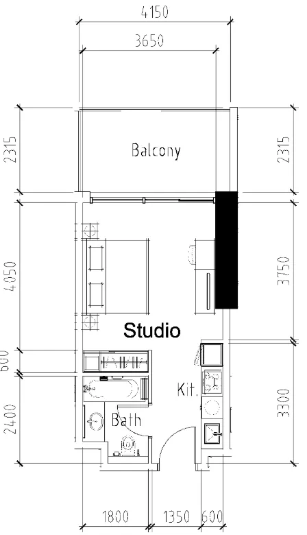 Aykon City Tower Studio floor plan, 426 sqft
