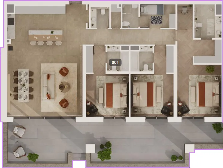 Sama Yas 3 bed floor plan, 2,765 sqft