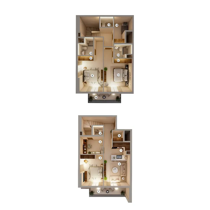 Q Gardens Loft 3 bed floor plan, 1,915 sqft