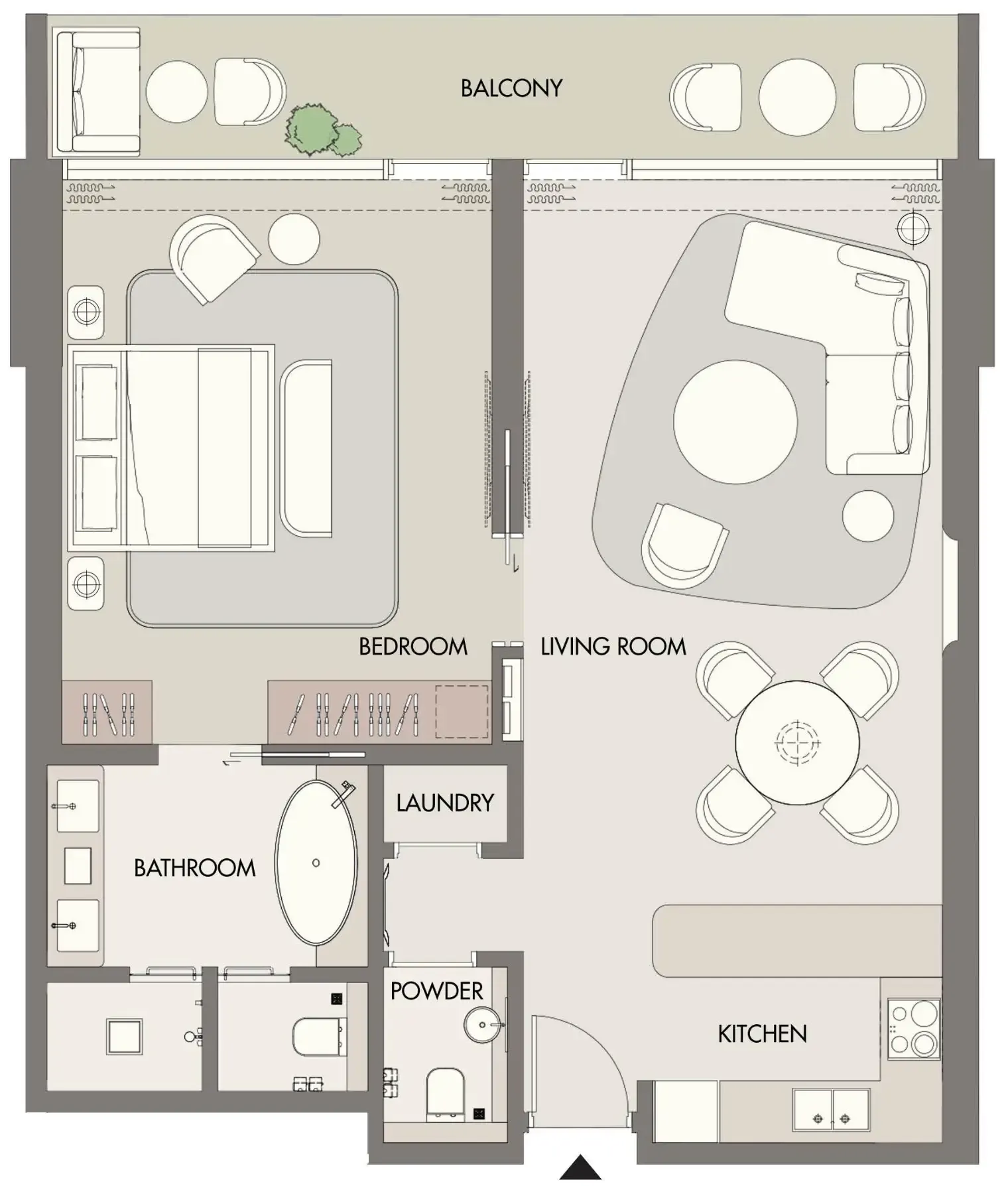 W Hotels and Residences Al Marjan 1 bed floor plan, 1,067 sqft