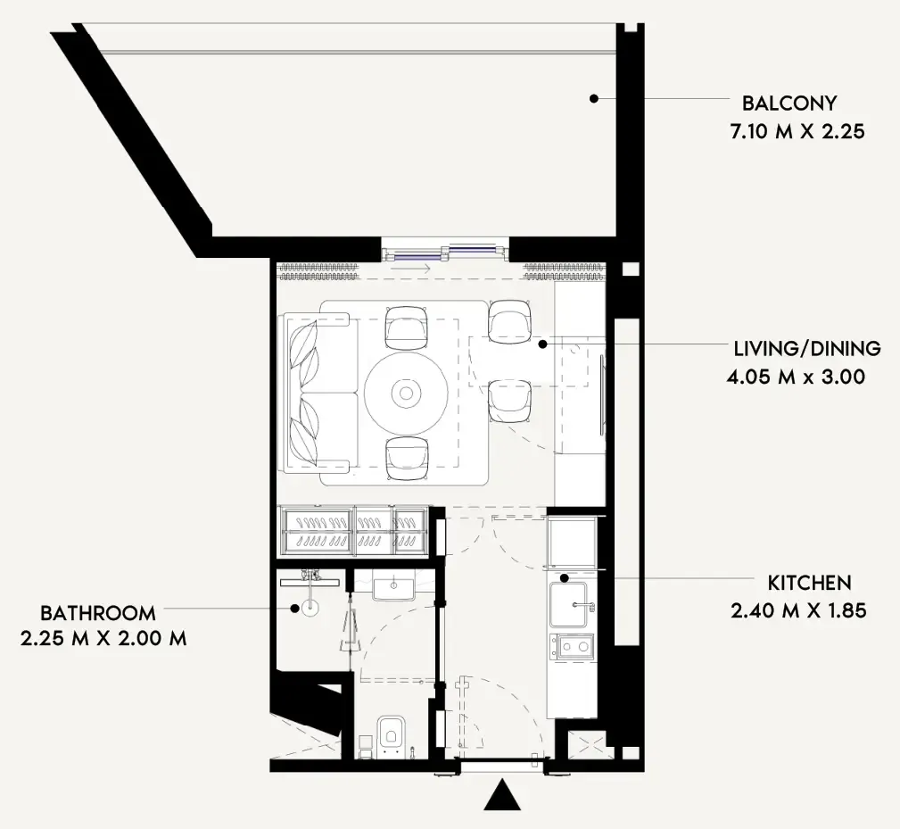Azizi Lina Studio floor plan, 420 sqft