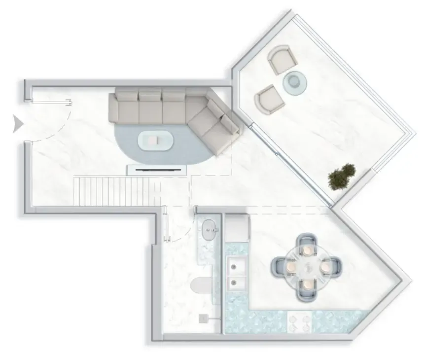 Ice Beach 1 bed floor plan, 773 sqft