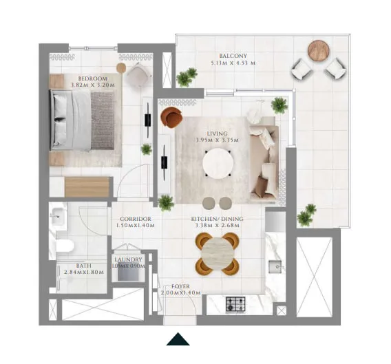 Park Lane 1 bed floor plan, 759 sqft