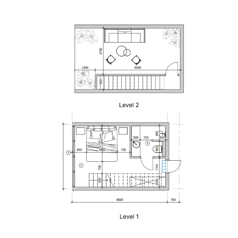 Pandawa Dream 1 bed floor plan, 377 sqft