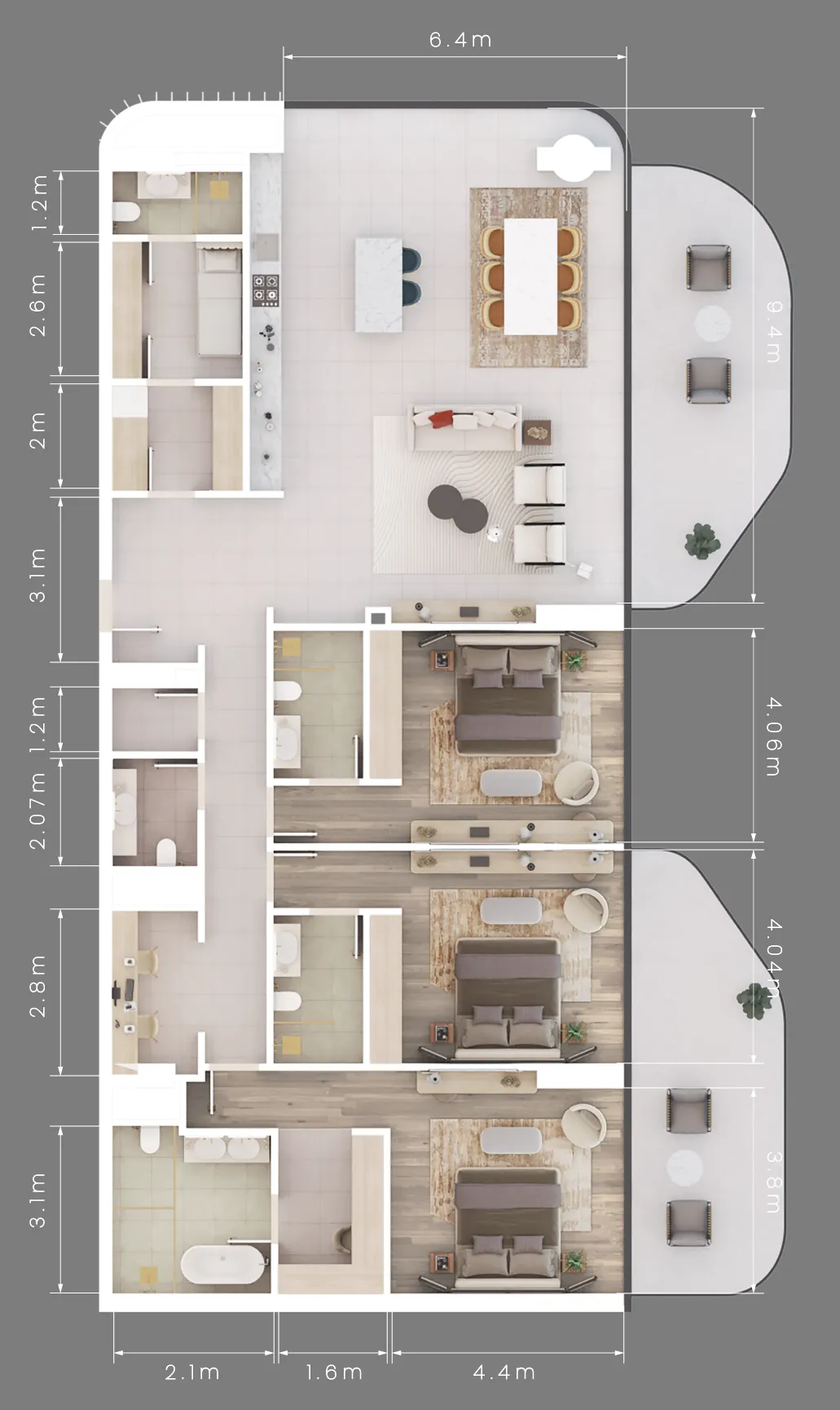 Mamsha Gardens 3 bed floor plan, 2,730 sqft
