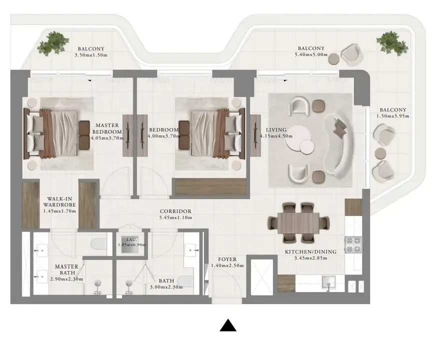 Sera 2 2 bed floor plan, 1,326 sqft