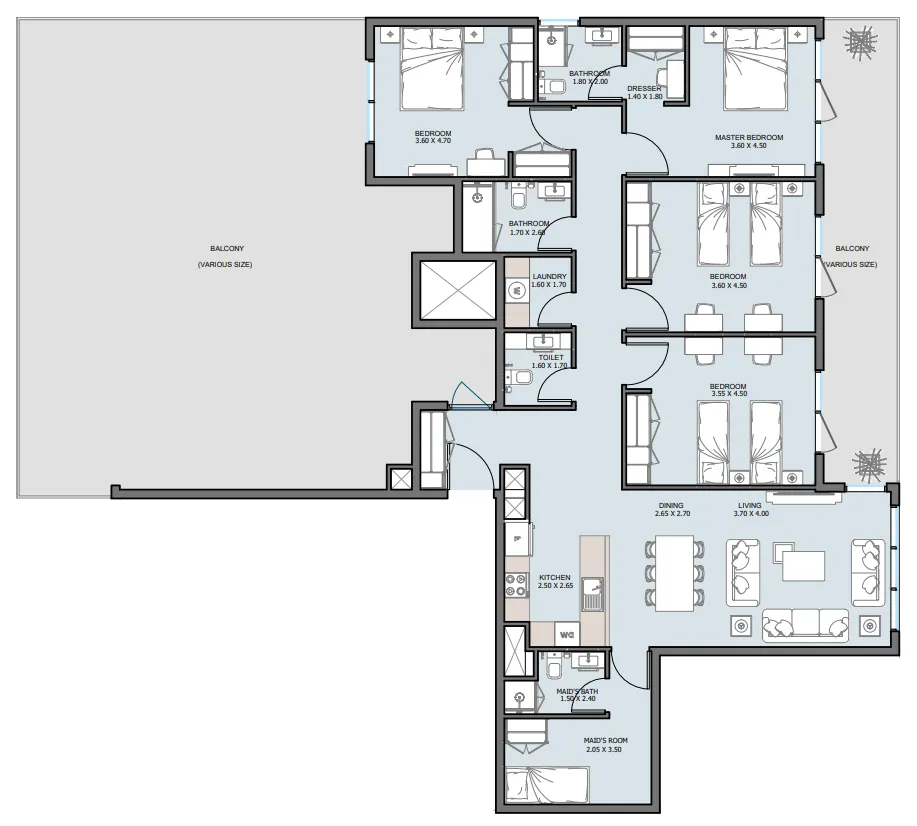 The District 4 bed floor plan, 3,013 sqft