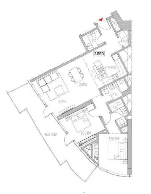 Canal Heights 2 bed floor plan, 1,297 sqft