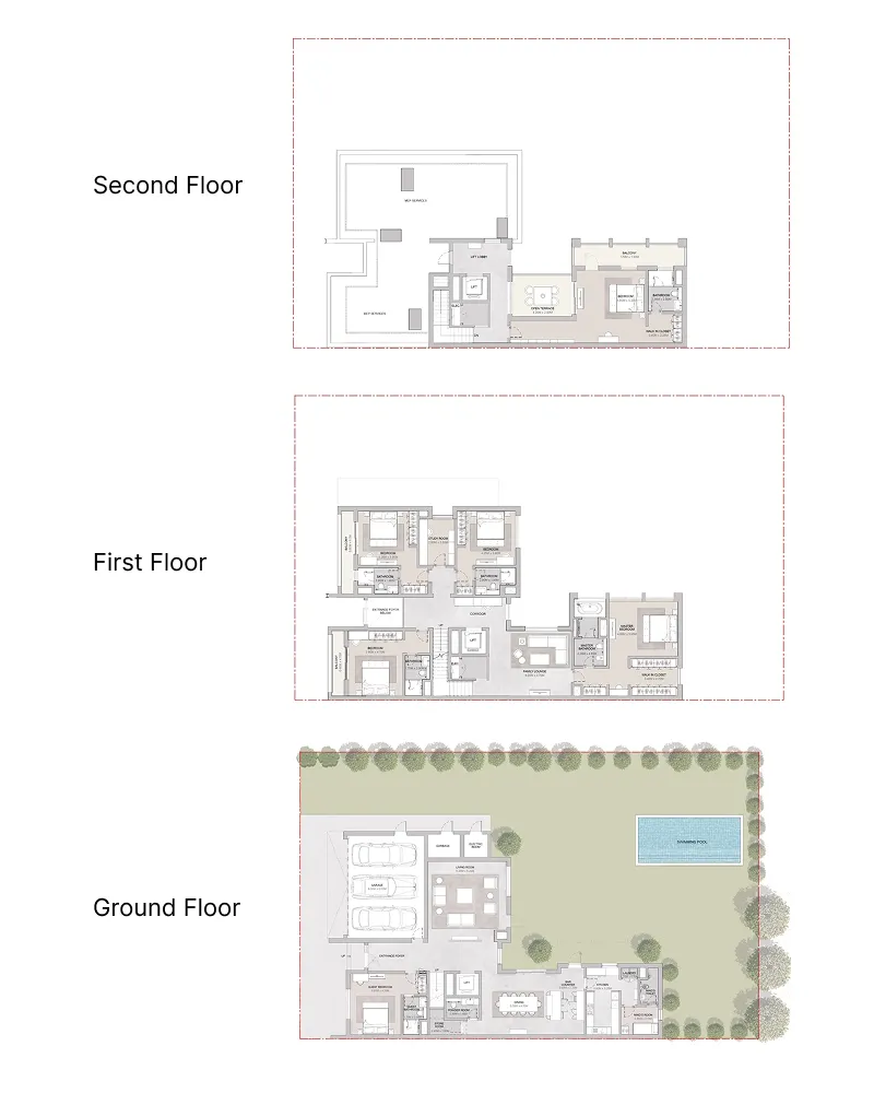 Elwood 6 bed floor plan, 7,193 sqft