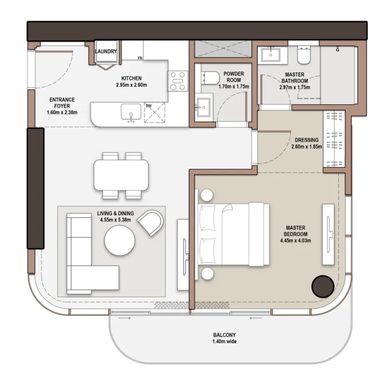 The Edit at d3 1 bed floor plan, 939 sqft