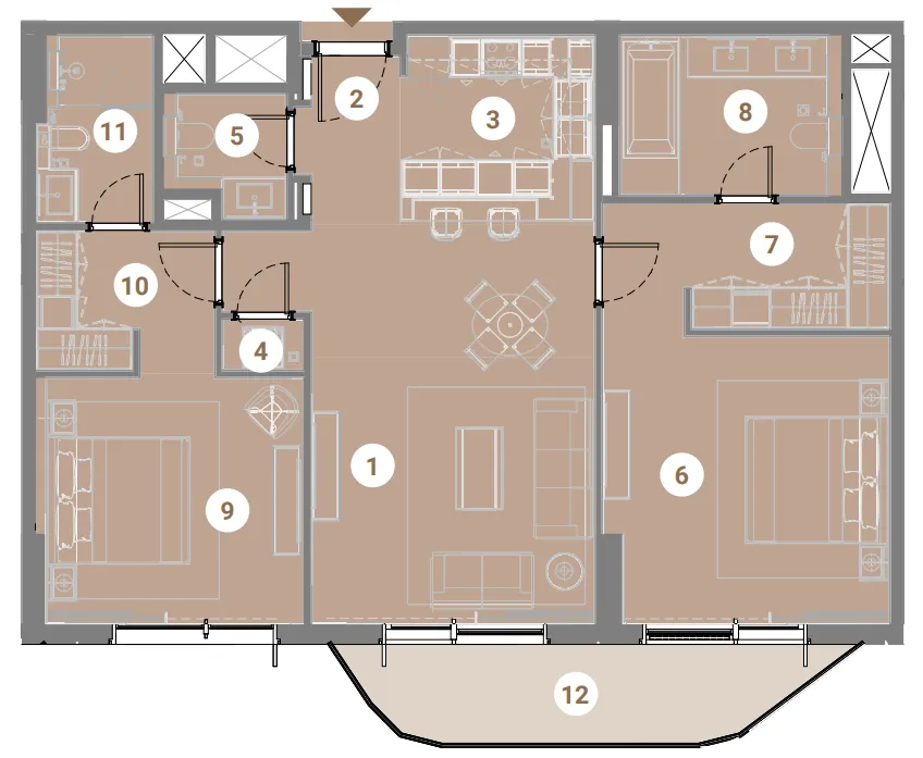 Takaya 2 bed floor plan, 1,266 sqft