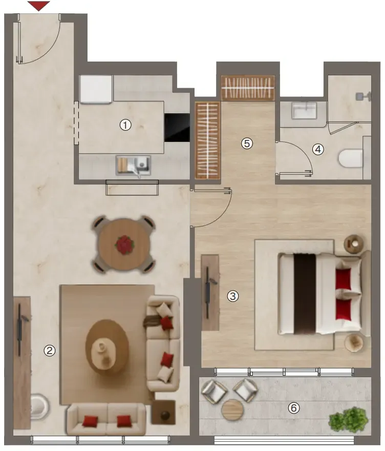 Ramada Residences by Wyndham 1 bed floor plan, 775 – 1,365 sqft