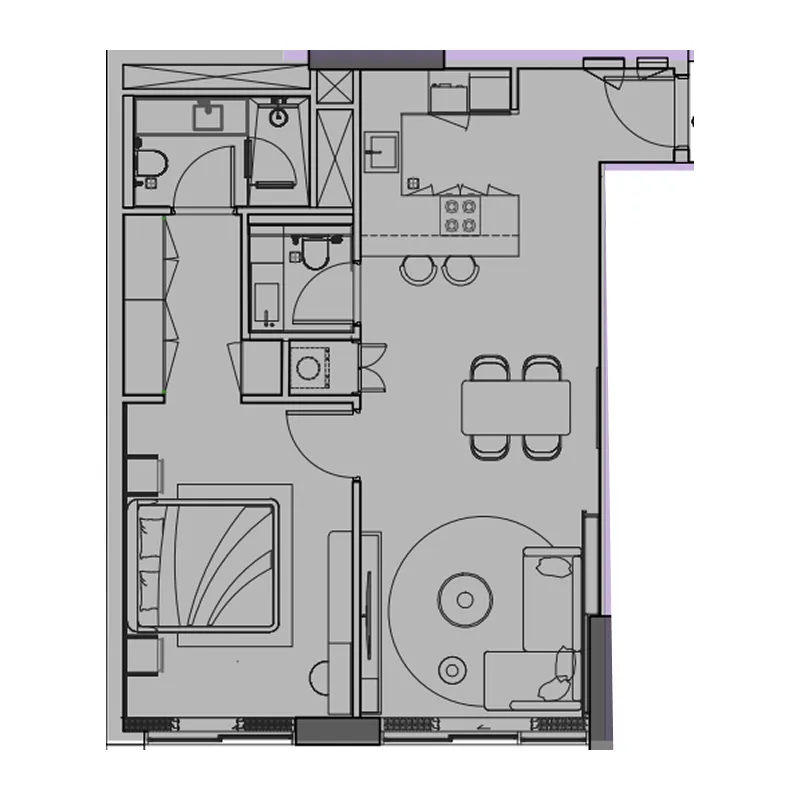 Le Blanc 1 bed floor plan, 1,862 sqft