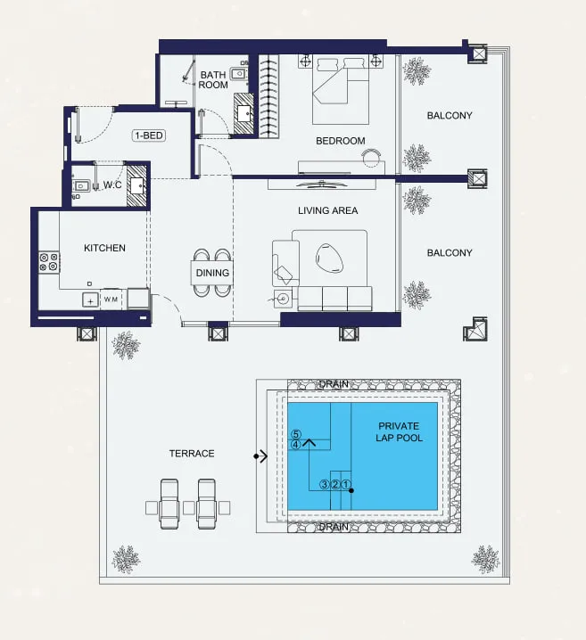 Binghatti Starfall 1 bed floor plan, 1,922 sqft
