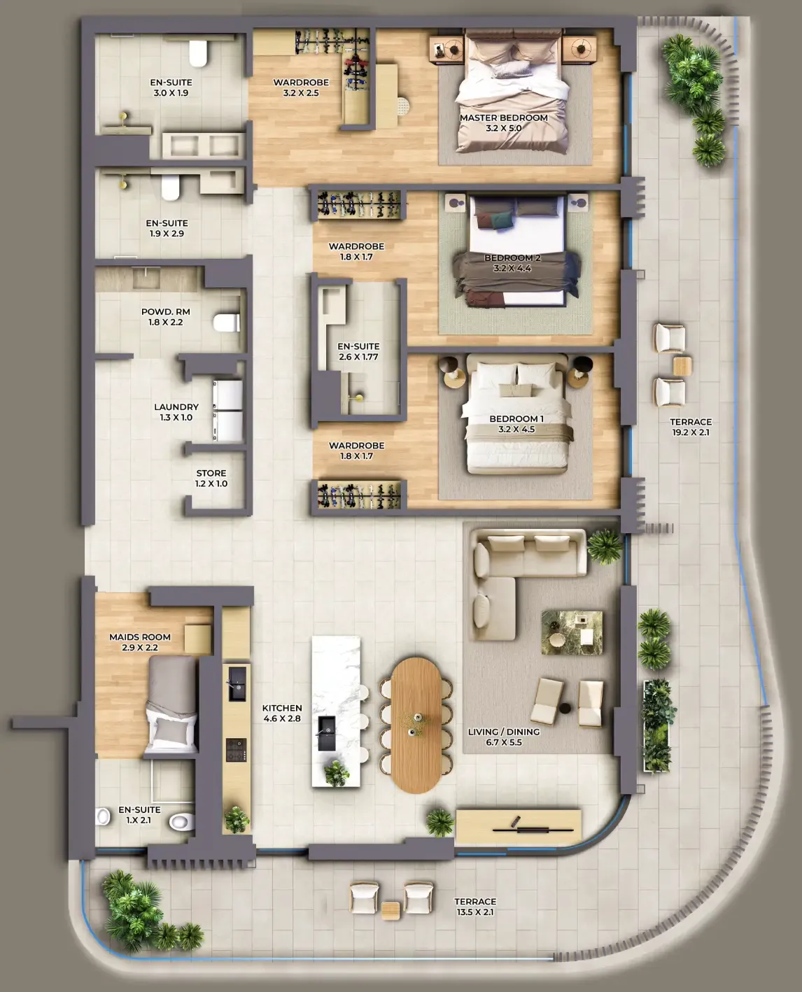 The Cape 3 bed floor plan, 2,849 sqft