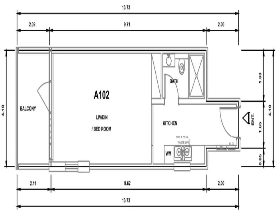 Parkwood Residences Studio floor plan, 553 sqft