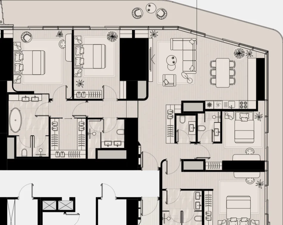 Iconic Tower 4 bed floor plan, 2,704 sqft