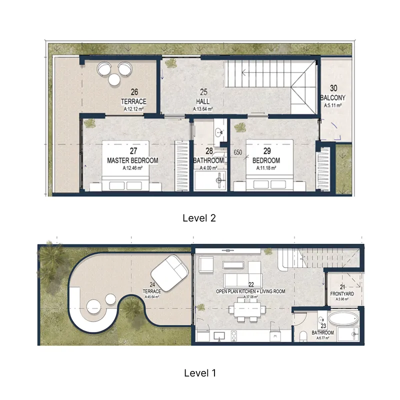 Sekar 2 bed floor plan, 916 sqft