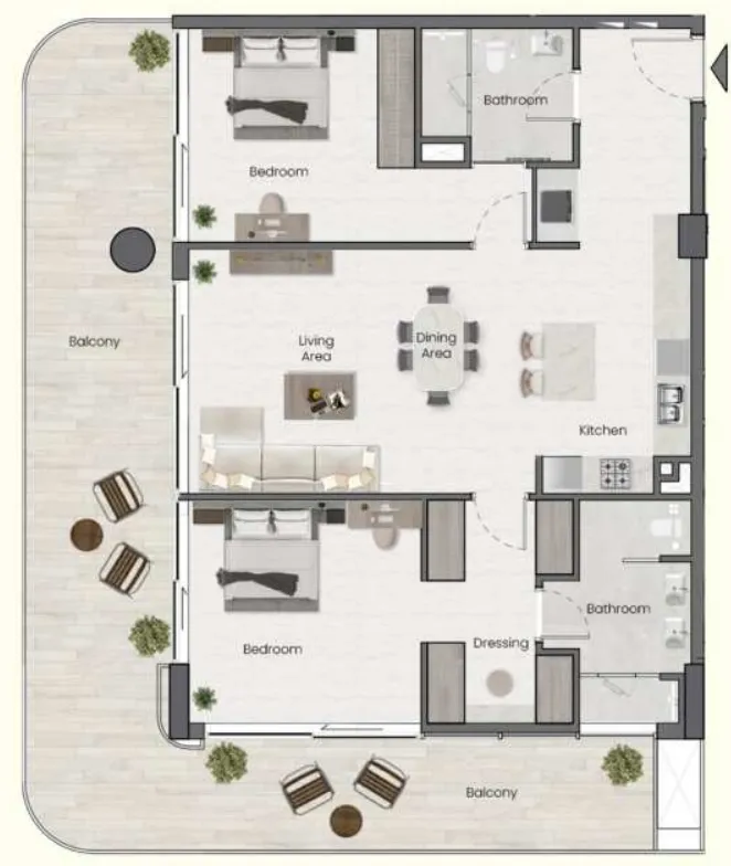 Saddlewood Park 2 bed floor plan, 1,535 sqft