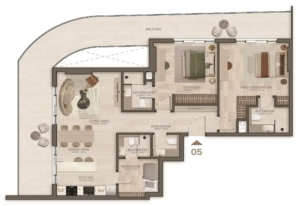 Stax 2 bed floor plan, 1,516 sqft