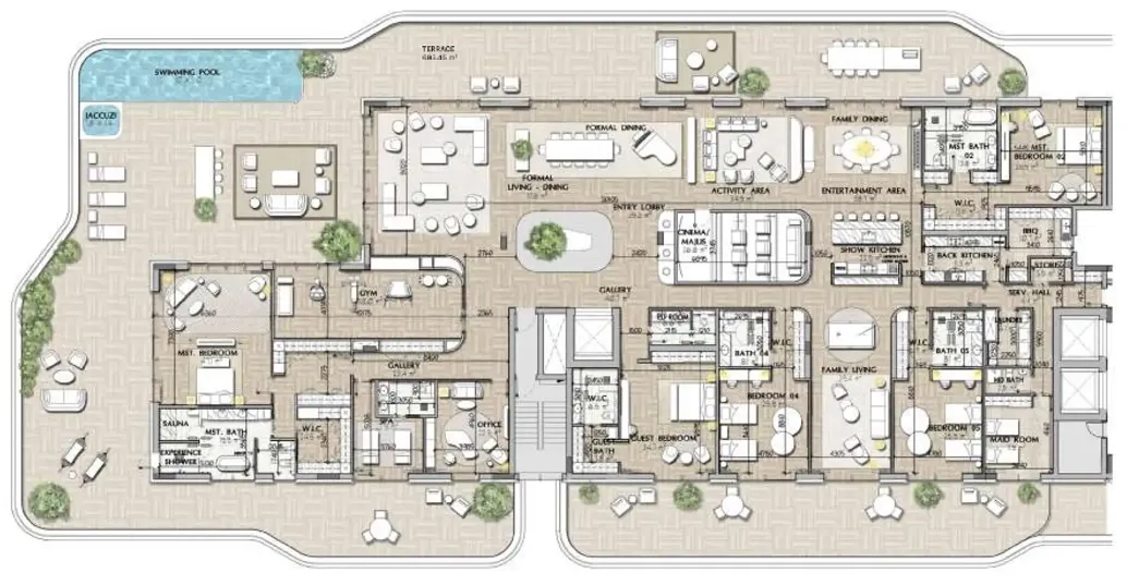 Sha Residence Emirates 5 bed floor plan, 24,798 sqft