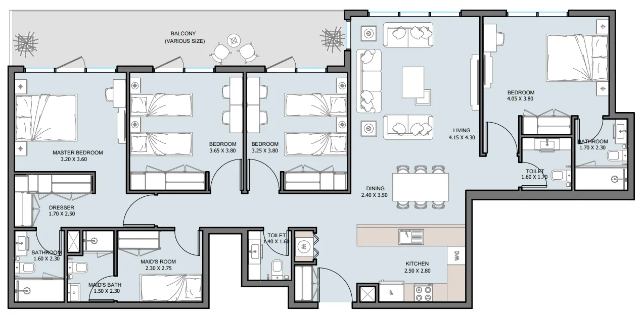 The District 4 bed floor plan, 1,753 sqft