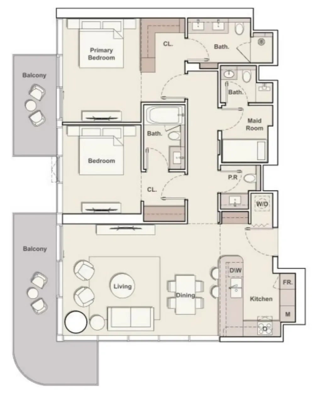 The Meriva Collection 2 bed floor plan, 1,538 sqft