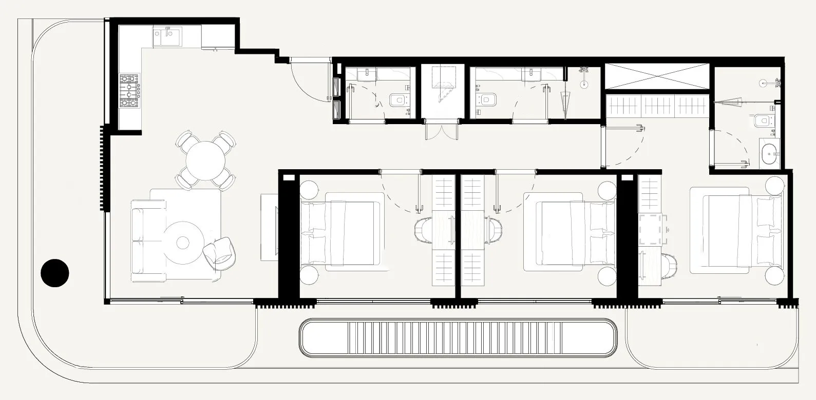 Azizi Abraham 3 bed floor plan, 1,408 sqft