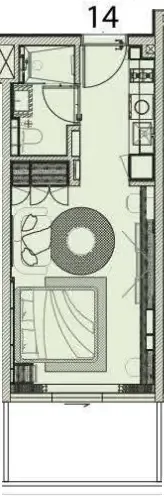Cove Edition 6 Studio floor plan, 410 sqft
