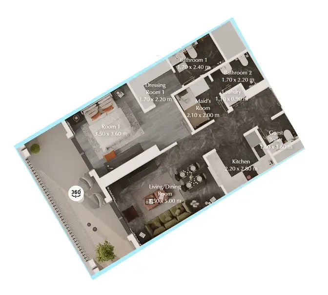 Bab Al Qasr Garden Residences 65 1 bed floor plan, 921 sqft