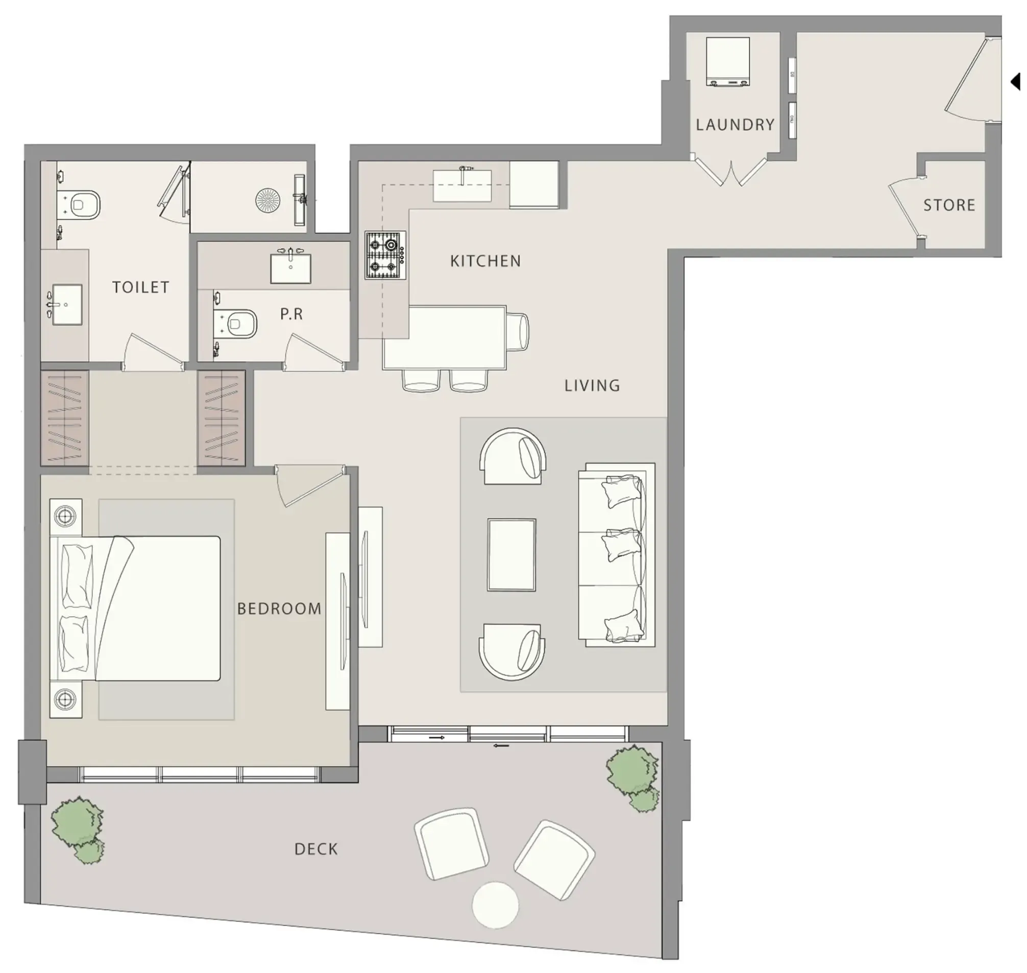 Uno-Luxe 1 bed floor plan, 933 sqft