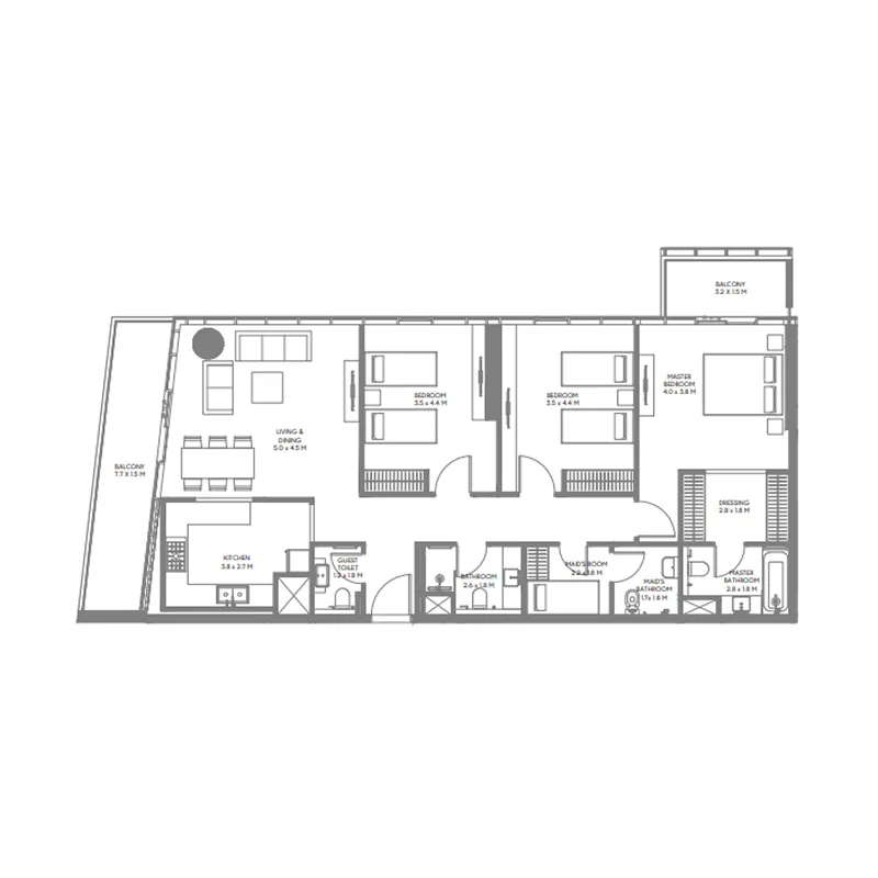 The Gate 6 3 bed floor plan, 1,616 sqft