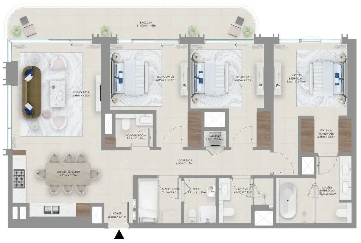 Baystar by Vida 3 bed floor plan, 1,700 sqft