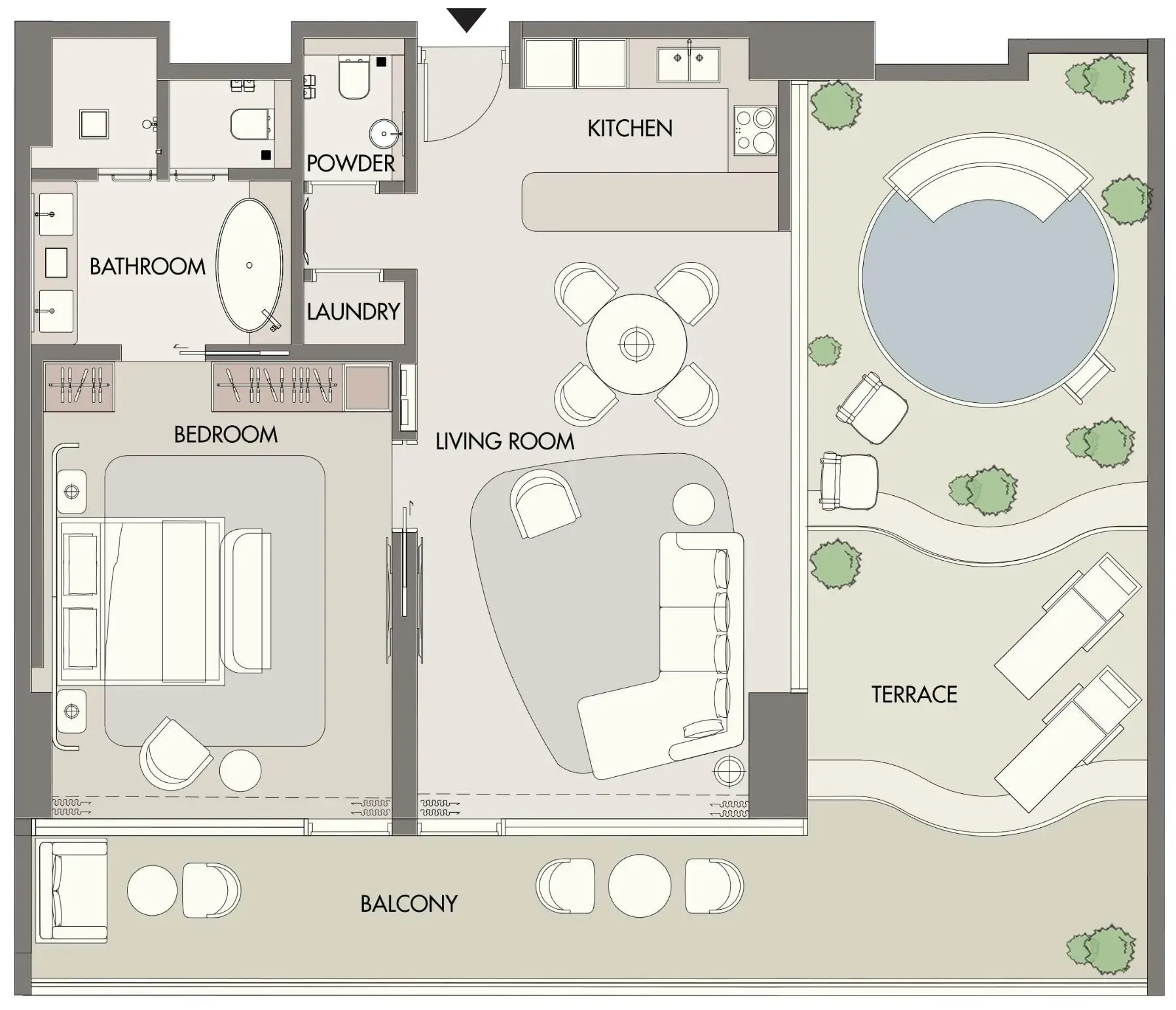 W Hotels and Residences Al Marjan 1 bed floor plan, 1,597 sqft