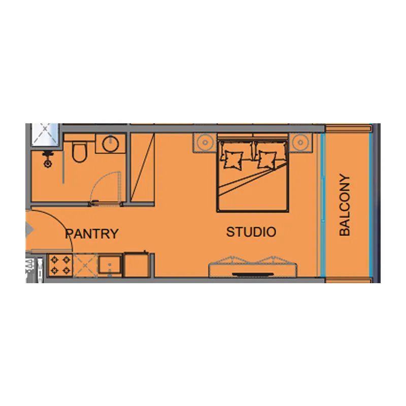 Guzel Towers Studio floor plan, 350 sqft