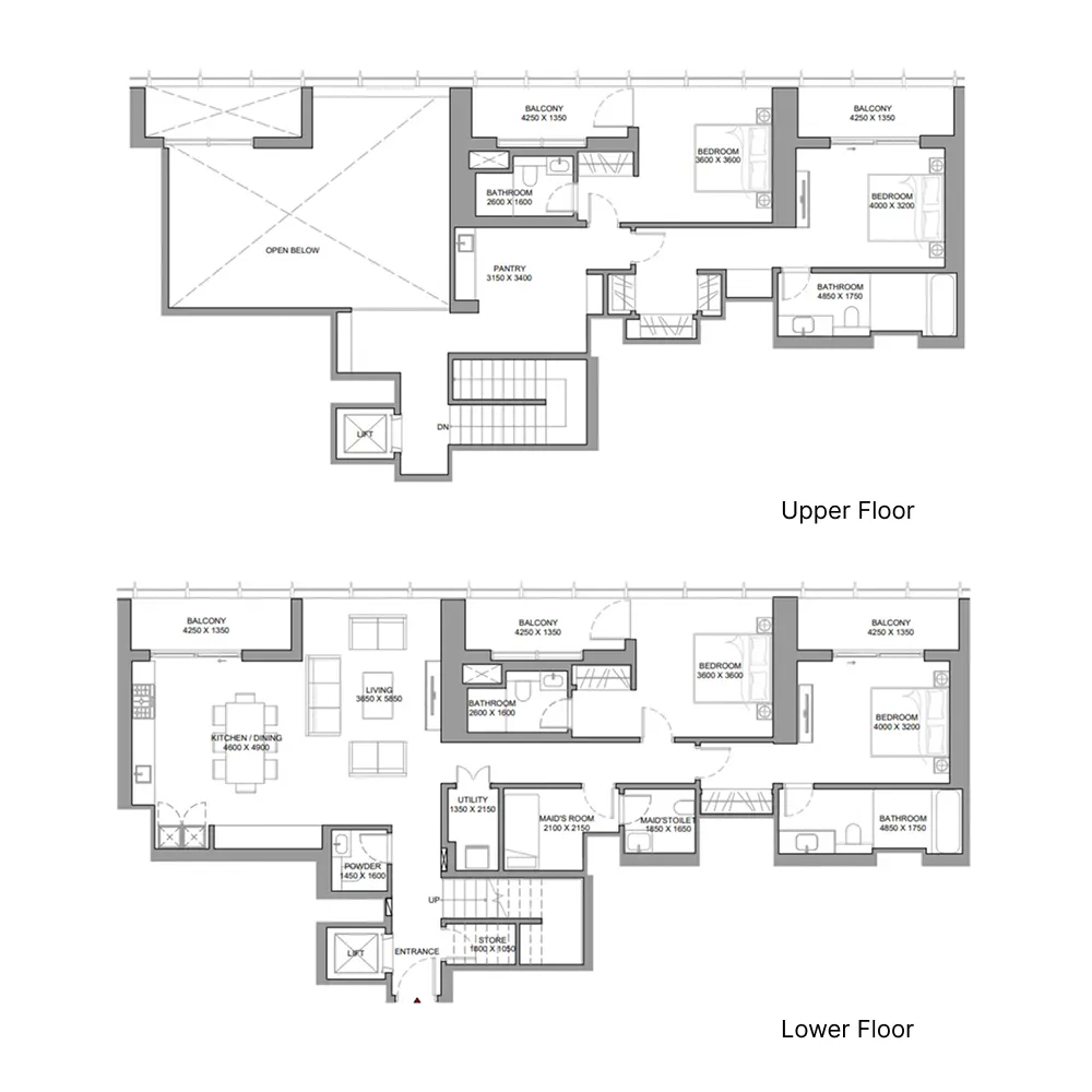 The Element at Sobha One 4 bed floor plan, 3,294 sqft