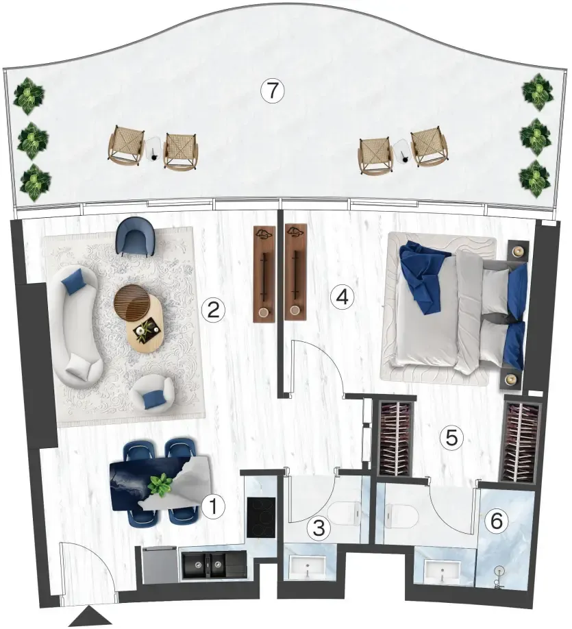 Radisson Blu Hotel & Residences 1 bed floor plan, 888 sqft