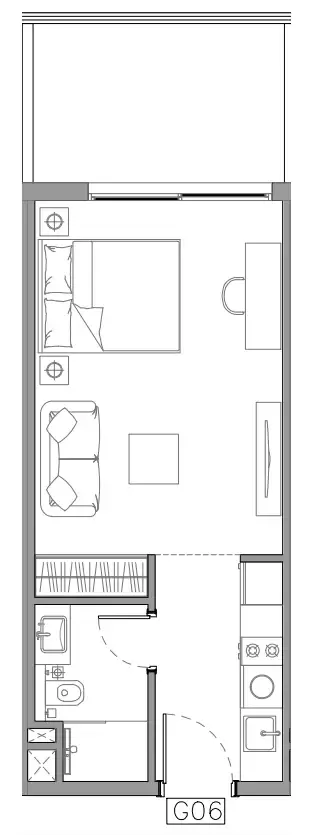 Trevino Studio floor plan, 428 sqft
