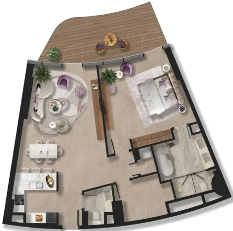 Taj Wellington Mews 1 bed floor plan, 1,217 sqft