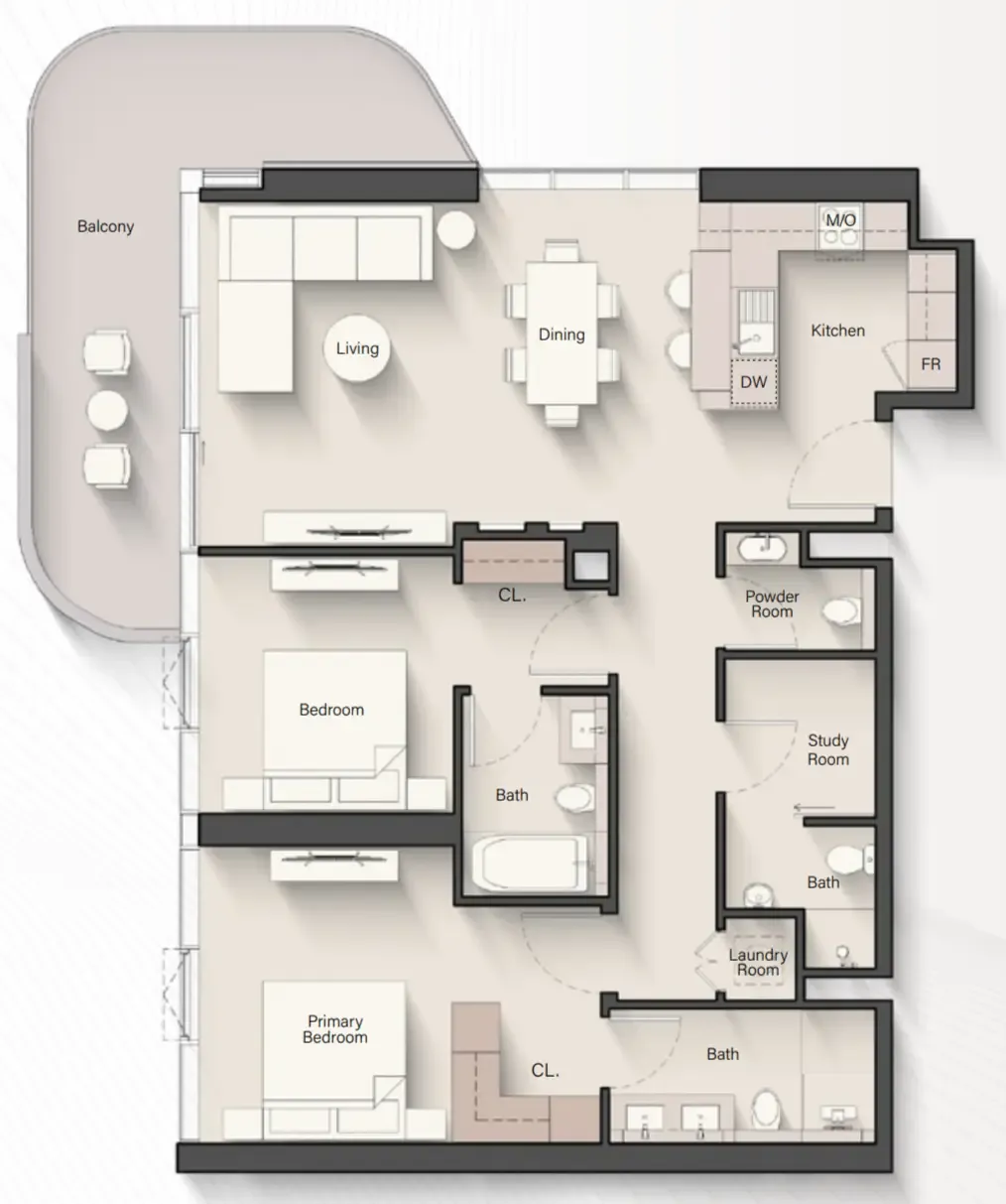 Portside Square 2 bed floor plan, 1,521 sqft