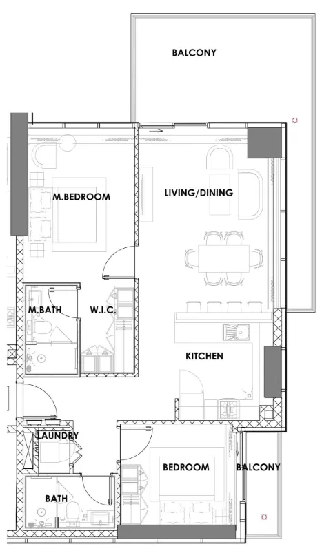 Golf Greens 2 bed floor plan, 1,261 sqft